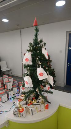 Menstrual Cup Christmas Tree at West Lothian College